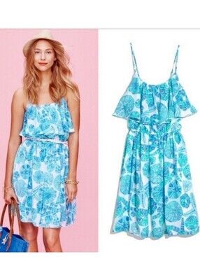 Lilly Pulitzer For Target Sand Dollar Starfish  Blue Green & White Mini Dress, S